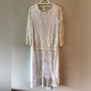 Elegant Sheer White Lace Dress